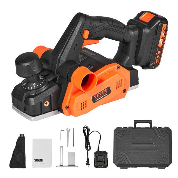 VEVOR Akku-Hobel 20V 800W Handhobel 82mm Breite Hobelmaschine 2mm Hobeltiefe Elektrohobel 16000U/min Einhandhobel mit HSS-Klingen, WXDDSCBCDD314OZOLV2