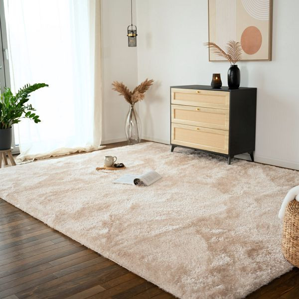 HOME DELUXE Hochflor Teppich SOFI, 180 x 120 cm Beige, 56233