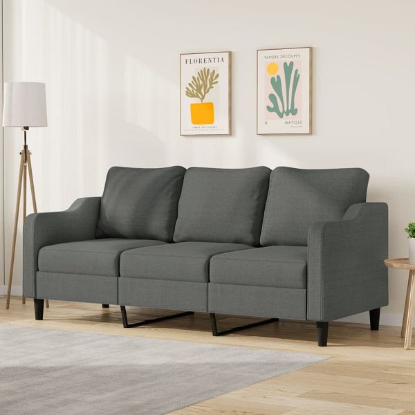 vidaXL 3-Sitzer-Sofa Dunkelgrau 180 cm Stoff, Füllung: Schaumstoff, 359368