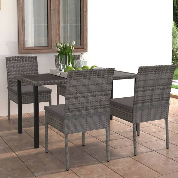 vidaXL 5-tlg. Garten-Essgruppe Poly Rattan Grau, 3065701