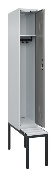 C+P Spind Evolo PLUS, 1 Abteile, 2120x300x815mm, 7035/0004, Haken 3, Zylinderschloss, Sitzfläche Kunststoff, Sitzbank, 0490507-10 S10095