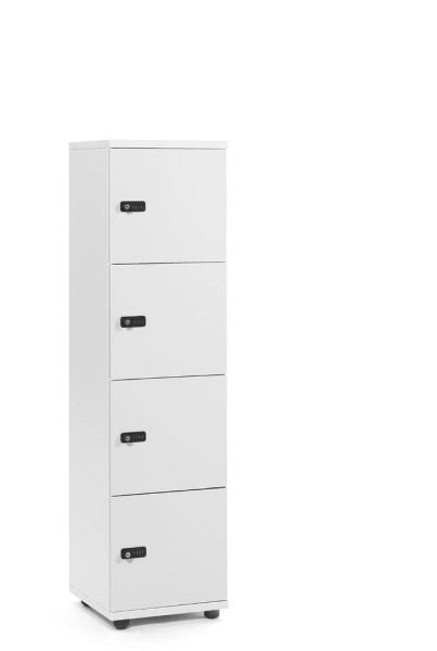 Deskin Schließfachschrank OFFICE-LINE mit 4 Fächern, Weiß, 400 x 420 x 1530 mm, 289897