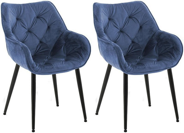CLP 2er Set Stuhl Tanna Samt, blau, 323979, 4255716317386