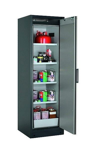 asecos Sicherheitsschrank Q-CLASSIC-90, Q90.195.060.R in lichtgrau RAL 7035 mit 4x Fachboden (Stahlblech), 30073-041-33408