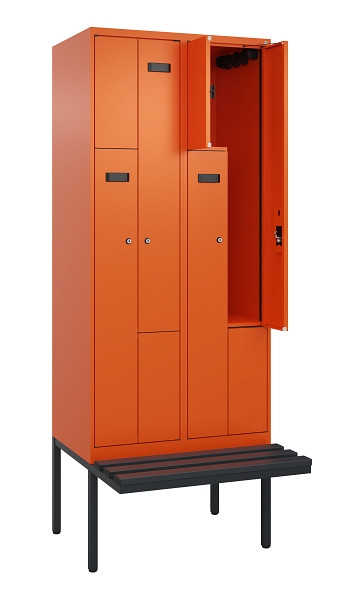 C+P Z-Spind Evolo PLUS, Bank, 4 Fächer, 2120x800x815mm, 2004/2004, Zylinderschloss, Material Sitzfläche Kunststoff, 0490437-224 S10104