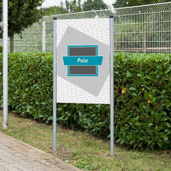 VKF Renzel Infoschild / Wegweiser / Bannerrahmen-Stecksystem Stahl „Pole“, mit Erdspieß, 15.0041.11