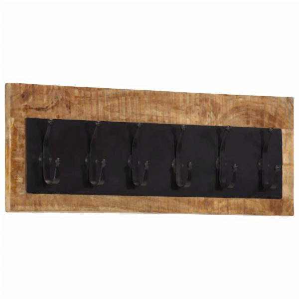 vidaXL Wandgarderobe mit 6 Haken Massivholz Mango, 358952