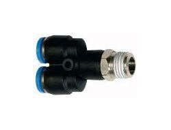 Riegler Y-Steckverschraubung, drehbar, Außengewinde konisch mit Gewindebeschichtung, 109612