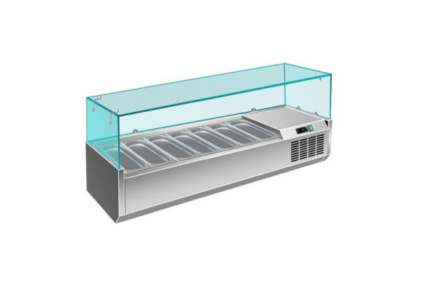 A&S Polarny Pizzakühlaufsatz mit Glasaufsatz 6x 1/4 GN, 1500x335x460 mm, PAK1500/330