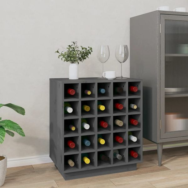 vidaXL Weinregal Grau 55,5x34x61 cm Massivholz Kiefer, 821529