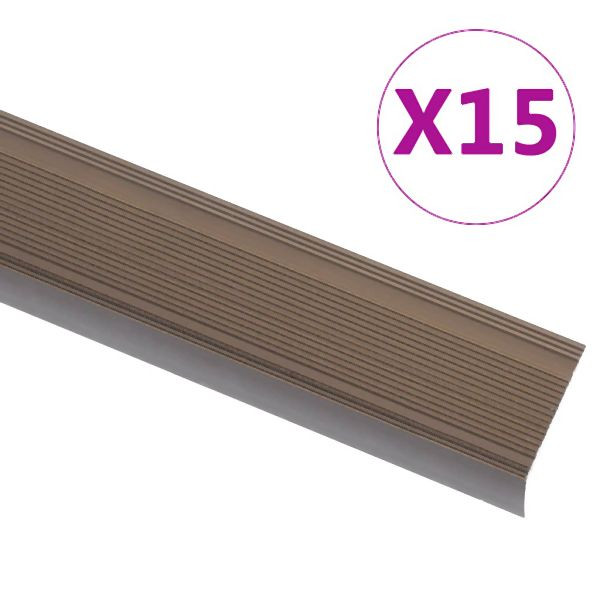 vidaXL Treppenkantenprofil in L-Form 15 Stück Aluminium 90 cm Braun, 146745