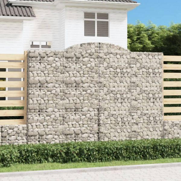vidaXL Gabionen mit Hochbogen 10 Stück 300x50x220/240cm Verzinktes Eisen, 3146817