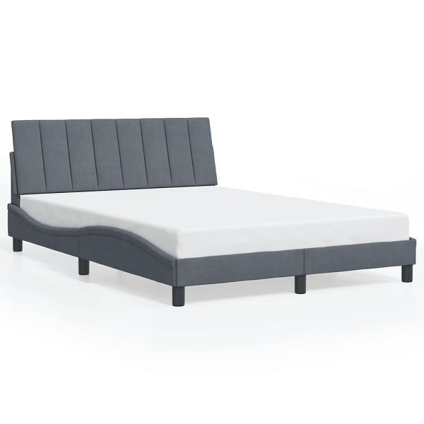 vidaXL Bettgestell mit LED-Leuchten Dunkelgrau 140x190 cm Samt, 3213776