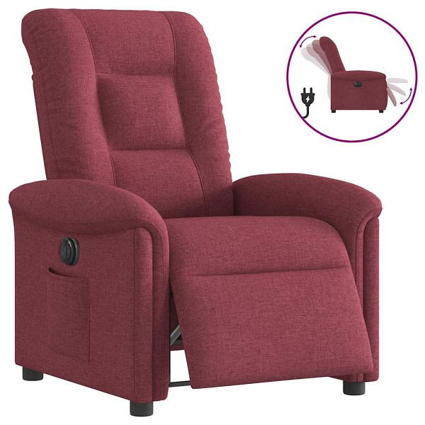 vidaXL Relaxsessel Elektrisch Weinrot Stoff, 3303237, 8721102962196
