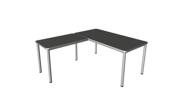 Kerkmann Winkelarbeitsplatz Prime, Schreibtisch B 1600 x T 800 x H 750 mm, Anbautisch 1000 x 600 x 750 mm, anthrazit, 11043013