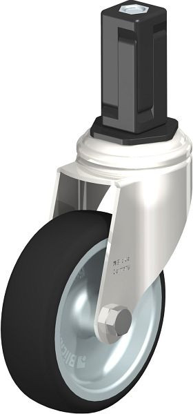 Blickle LKRXA-PATH 101G-11-EXV14 Edelstahl-Apparate-Lenkrolle mit Expander, Thermoplastisches Polyurethan, Grau, 853441