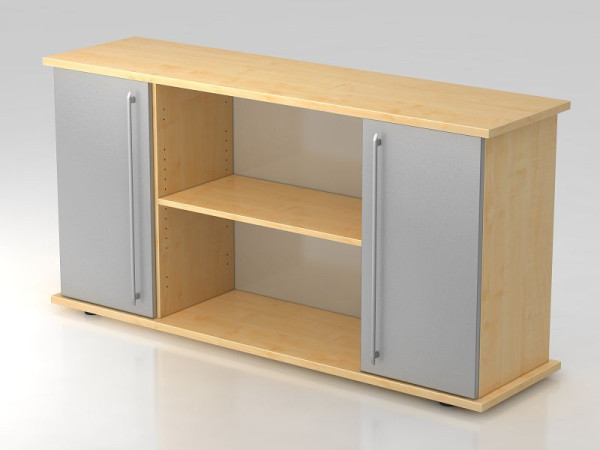 Hammerbacher Sideboard 2 Türen 166cm Relinggriff Ahorn/Silber, 166,1x44,8x84 cm (BxTxH), VSB2T/3/S/RE