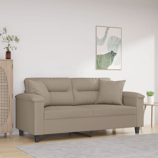 vidaXL 2-Sitzer-Sofa mit Kissen Taupe 140 cm Mikrofasergewebe, 3200971