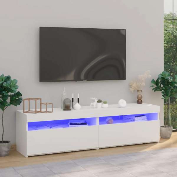 vidaXL TV-Schränke 2 Stück mit LED-Leuchten Weiß 75x35x40 cm, 804392