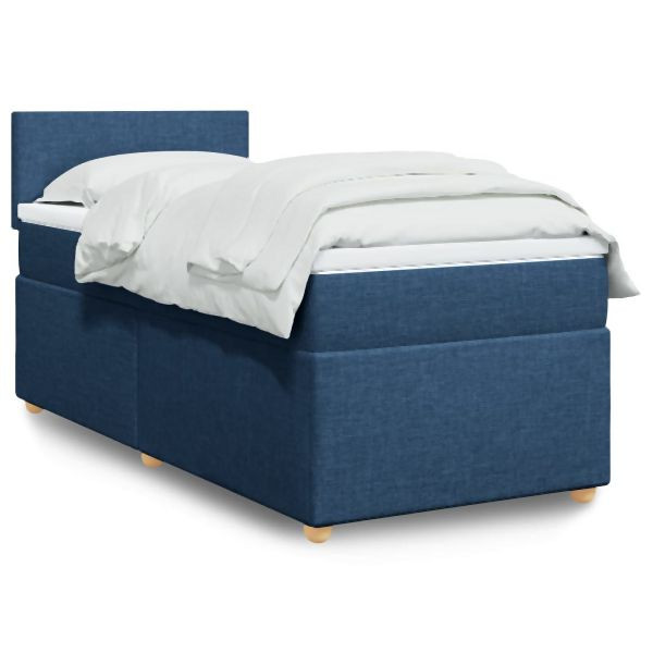vidaXL Boxspringbett mit Matratze Blau 100x200 cm Stoff, 3288890