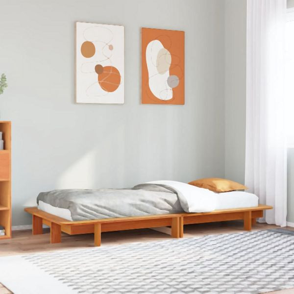 vidaXL Massivholzbett ohne Matratze Wachsbraun 100x200 Kiefernholz, 850667