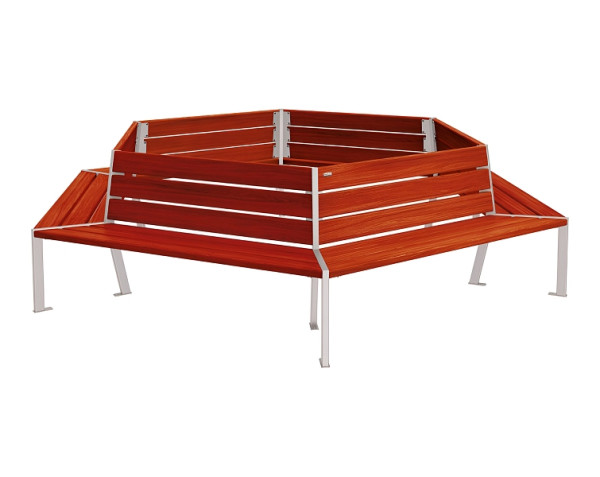 Procity Baum-Rundbank Silaos, Stahl Und Holz, Innendurchmesser 2000 mm, Mahagoni/RAL 7044, 209649.7044.ACAJ