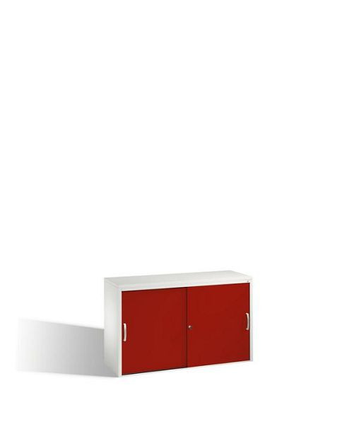 C+P Sideboard mit Schiebetüren Acurado, H720xB1200xT400mm, Farbe: Lichtgrau / Rubinrot, Bügelgriff, 2 OH, 5723-00 S10112
