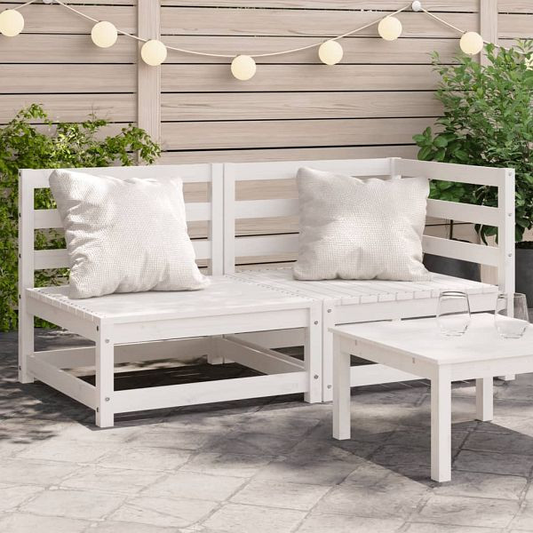 vidaXL Gartensofa 2-Sitzer Weiß Massivholz Kiefer, 837943