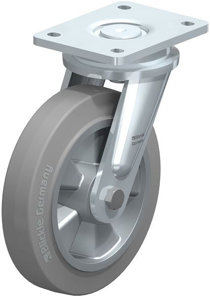 Blickle LO-ALEV 200K-SG Stahlgeschweißte Schwerlast-Lenkrolle, Elastik-Vollgummi, Grau, 644153