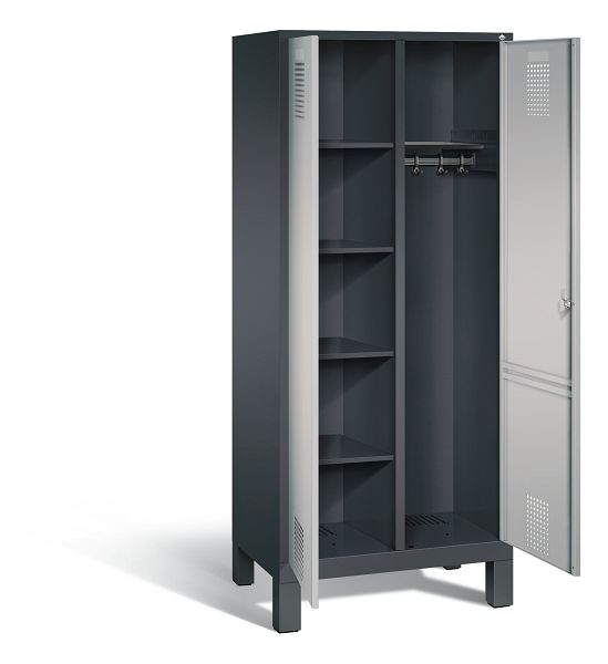 C+P Putzmittel-Spind Evolo, H1850xB810xT500mm, Farbe: Schwarzgrau / Weißaluminium, 48060-22 S10042