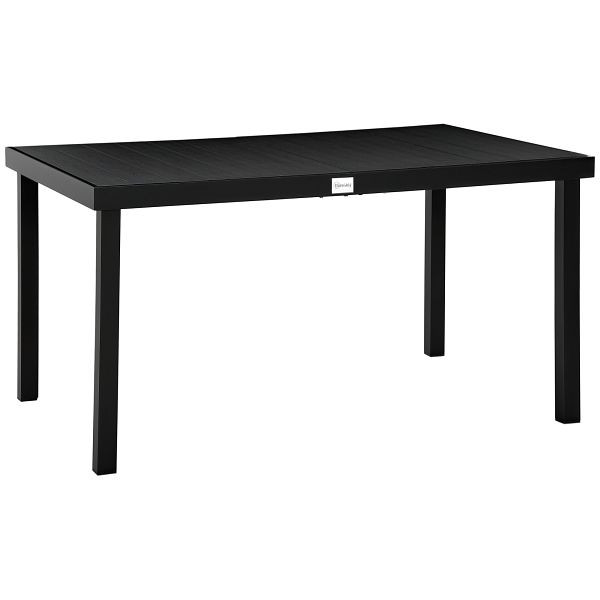 Outsunny Gartentisch für 6 Personen Esstisch Aluminiumtisch Gartenmöbel Loungemöbel pflegeleicht Kunststoff Schwarz 140 x 90 x 74 cm, 84B-917BK