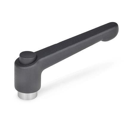 Ganter Verstellbare Klemmhebel, mit Ausrastknopf, Zink-Druckguss, Buchse Edelstahl (GN 303.1-45-M6-SW-O), VE: 10 Stück, 303.1-45-M6-SW-O