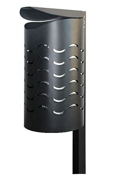 Renner Abfallbehälter mit Pfosten, Wellendesign, 40 L, zum Aufschrauben, Behälterabmessungen Ø 365 x H 710 (mm), kobaltblau, 7707-30PB 5013