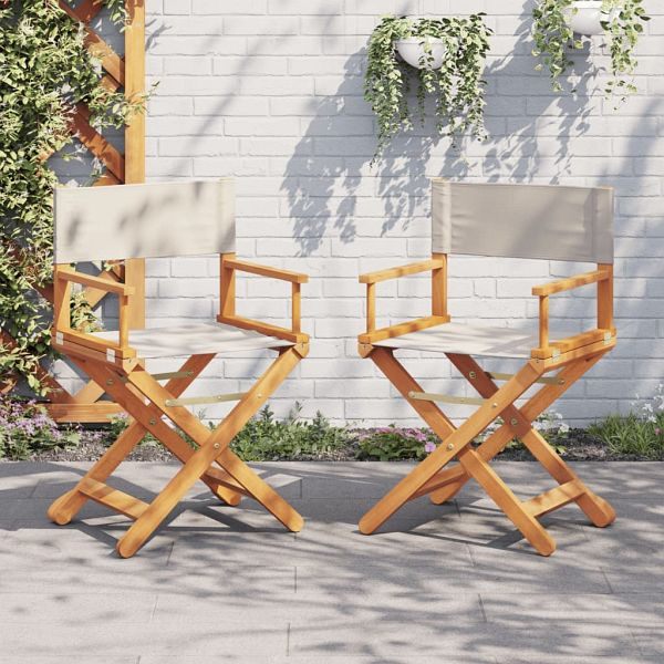 vidaXL Klappbare Gartenstühle 2 Stück Cremeweiß Stoff, 365835
