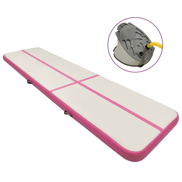 vidaXL Aufblasbare Gymnastikmatte mit Pumpe 800x100x20 cm PVC Rosa, 92691