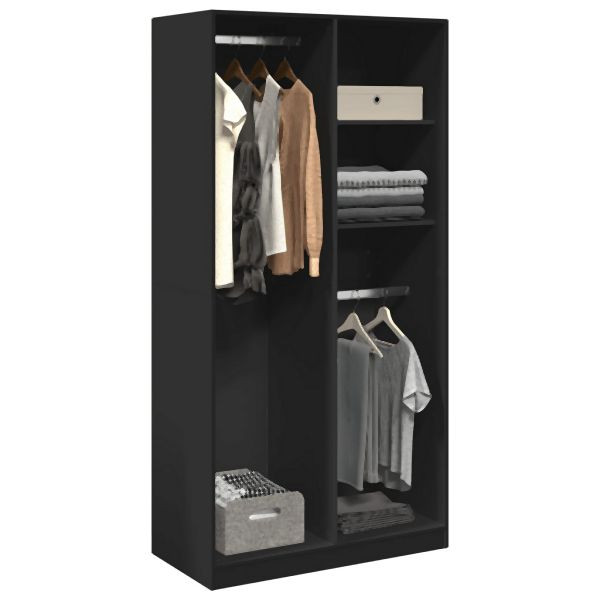 vidaXL Kleiderschrank Schwarz 100x50x200 cm Holzwerkstoff, 3307766