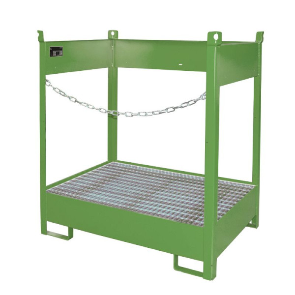 STEIN HGS Fass-Stapelpalette FSP, RAL 6011 resedagrün, lackiert, 245 Liter, seitlich offen, 79140.0022