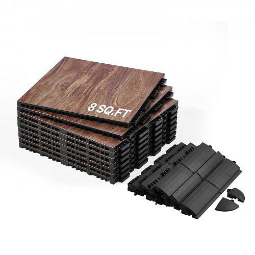 VEVOR Tanzbodenfliesen-Set, 315x315 mm, VE: 9 Stück, tragbarer Tanzboden mit gepolsterter Basis (Eichenholzmaserung, 9 sqft/Karton), LSWDDDPPPVCZFAOW8V0