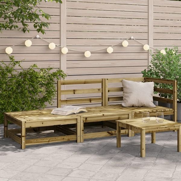 vidaXL Gartensofa mit Hocker 2-Sitzer Kiefernholz Imprägniert, 837976
