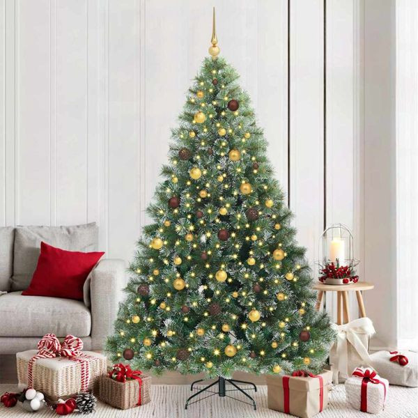 vidaXL Künstlicher Weihnachtsbaum mit 300 LEDs Grün 210 cm PE und PVC, 3397858