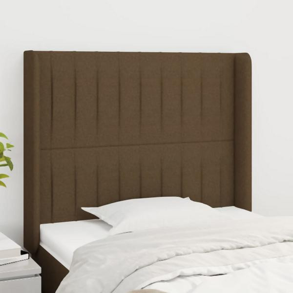 vidaXL Kopfteil mit Ohren Dunkelbraun 103x16x118/128 cm Stoff, 3119811