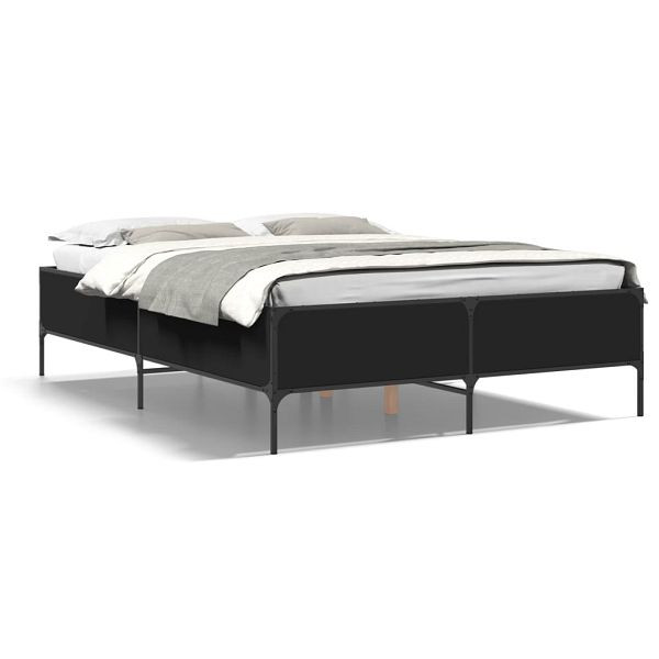 vidaXL Bettgestell Schwarz 120x190 cm Holzwerkstoff und Metall, 3279817