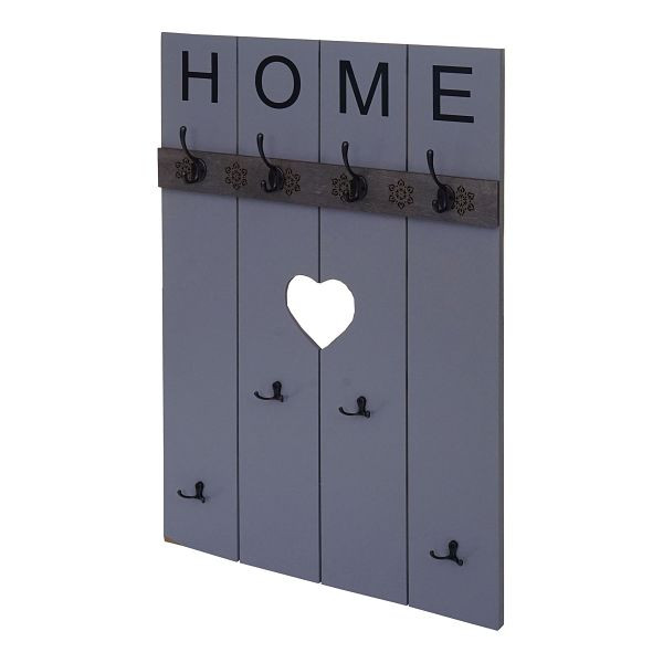 Mendler Wandgarderobe HWC-C89 Home, Garderobenpaneel Garderobe, Shabby-Look Vintage, 8 Haken 91x60cm, grau-blau, 94476