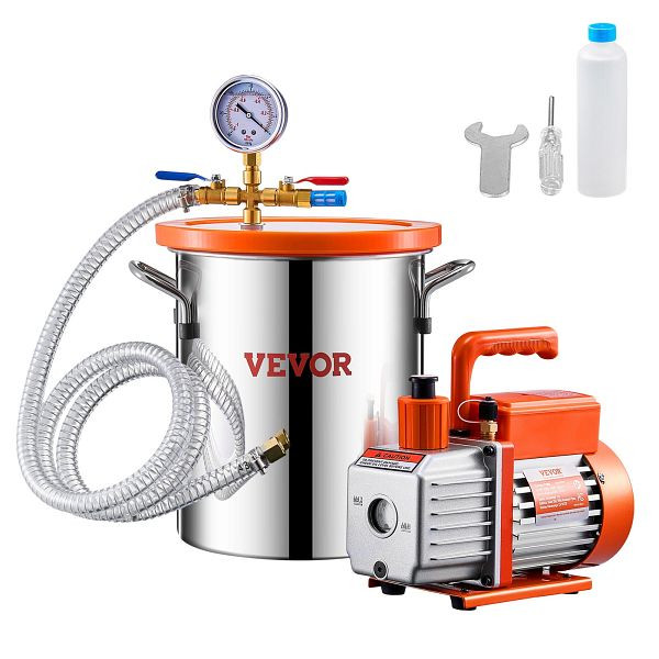 VEVOR 11,36L Vakuumkammer 3,5CFM Vakummpumpe einstufig, Kit 260ml, ZKBZKTTZDJ14OVZFDV2