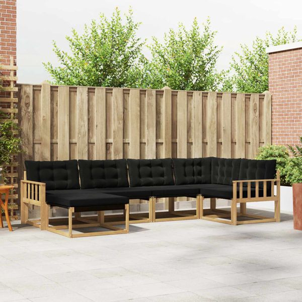 vidaXL Outdoor-Sofagarnitur mit Kissen 6-teilig Weiß und Schwarz, 3388850