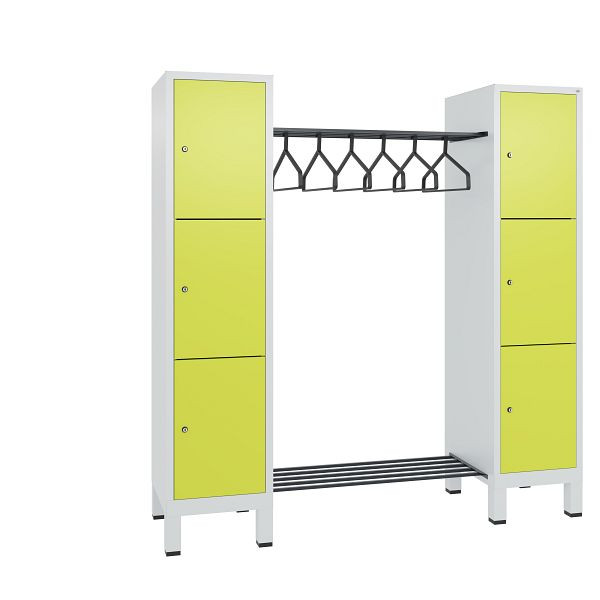 C+P Garderobe Evolo, 6 Fächer, H1850xB1790xT500 mm, Lichtgrau/Viridingrün, 48406-02 S10286