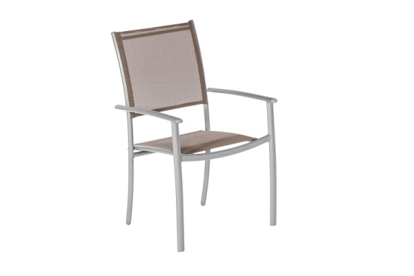 Merxx Milano Stapelsessel, 2er Set, silber/taupe, Aluminiumgestell mit Textilbespannung, 50362-325