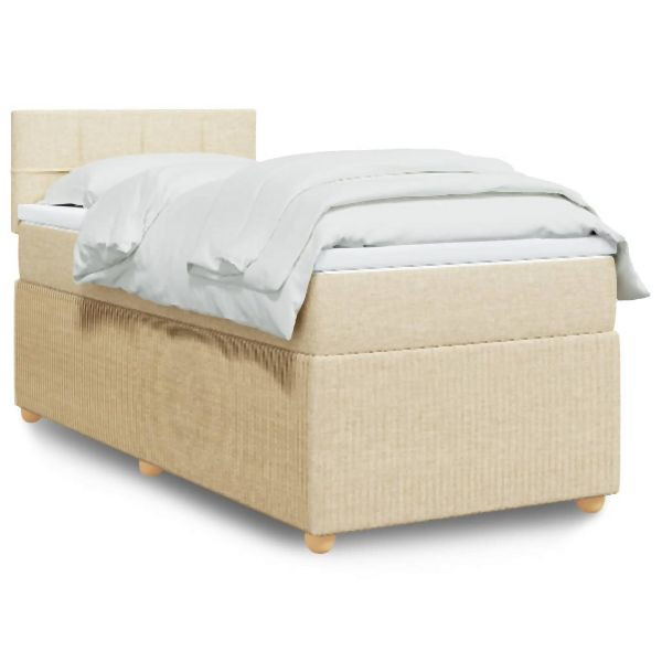 vidaXL Boxspringbett mit Matratze Creme 100x200 cm Stoff, 3289672