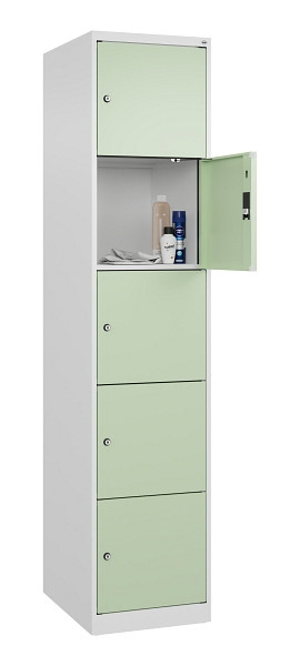 C+P Schließfachschrank Evolo PLUS, 5 Fächer, 1850x400x500mm, 9016/6019, 049000-125 S10019