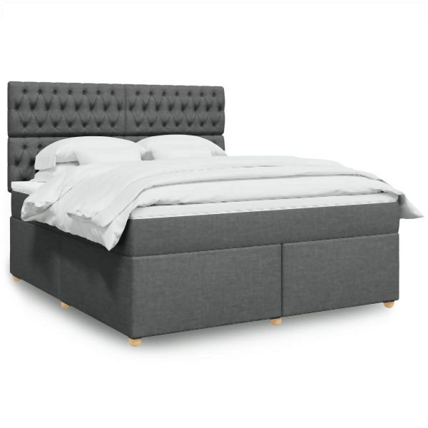 vidaXL Boxspringbett mit Matratze Dunkelgrau 180x200 cm Stoff, 3291367
